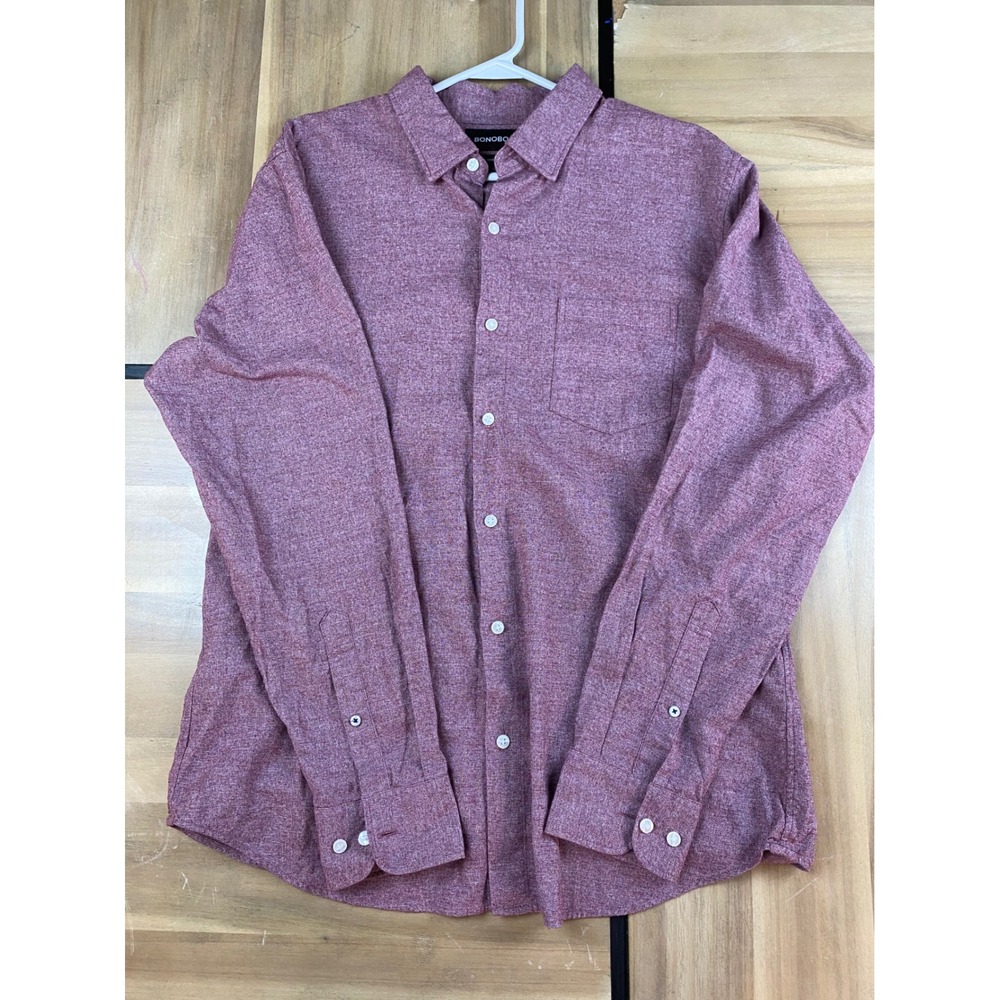 BONOBOS Tailored Fit Red Heathered Long Sleeve Button Down‎ Shirt Mens XL